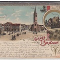 WESTPREUSSEN - BRIESEN  WABRZEZNO Lithographie 1905, Kriegerdenkmal - Kirche - Pfarrhaus.jpg
