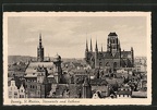 AK Danzig Blick auf das Rathaus, die Sternwarte und St. Marien 1943