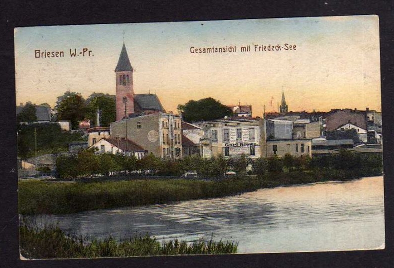 Ansichtskarte Briesenz Westpreußen Kirche Friedeck See 1917.jpg